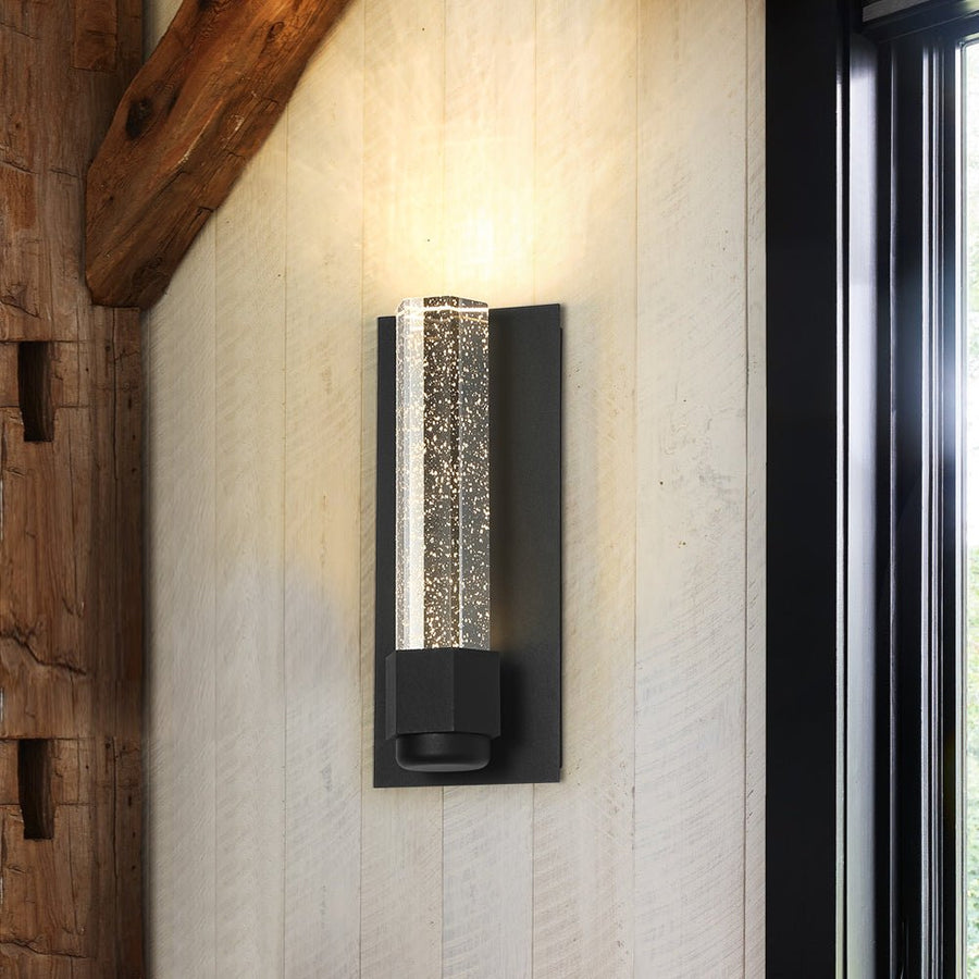 Farmhouze Light - Black Seeded Crystal Linear Dimmable LED Wall Sconce - Wall Sconce - Black - 