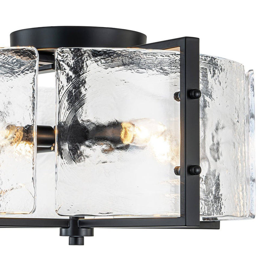 Farmhouze Light-Black Water Glass Round Semi Flush Mount Ceiling Light-Ceiling Light-Black-