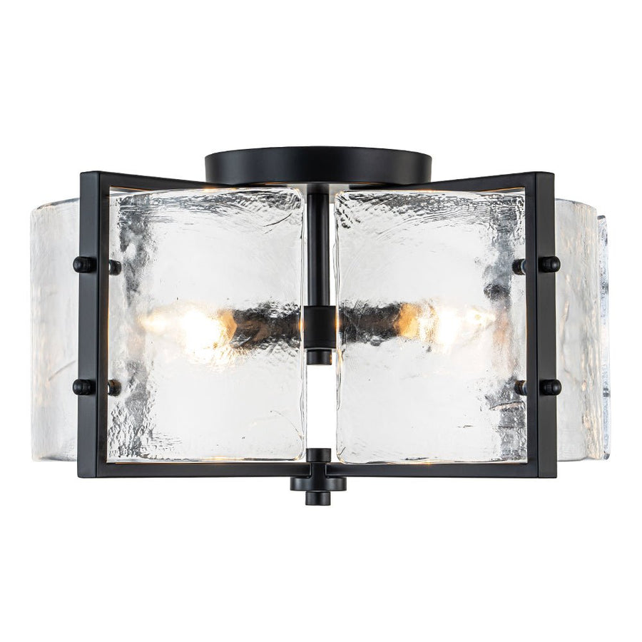 Farmhouze Light-Black Water Glass Round Semi Flush Mount Ceiling Light-Ceiling Light-Black-