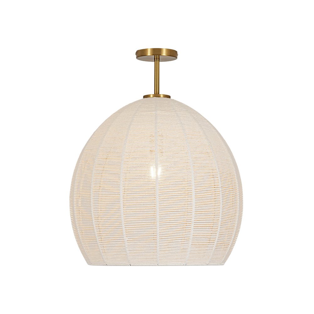 Bohemian Beige Woven String Orb Cage Semi Flush Mount Farmhouze Light