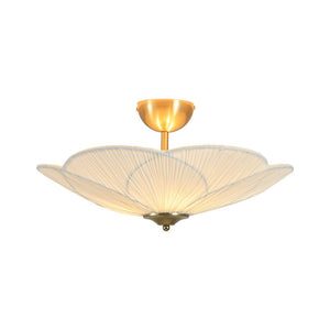 Farmhouze Light - Bohemian Round Ribbed Ivory Fabric Bloom Semi Flush Light - Ceiling Light - Ivory - 