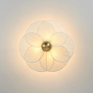 Farmhouze Light - Bohemian Round Ribbed Ivory Fabric Bloom Semi Flush Light - Ceiling Light - Ivory - 