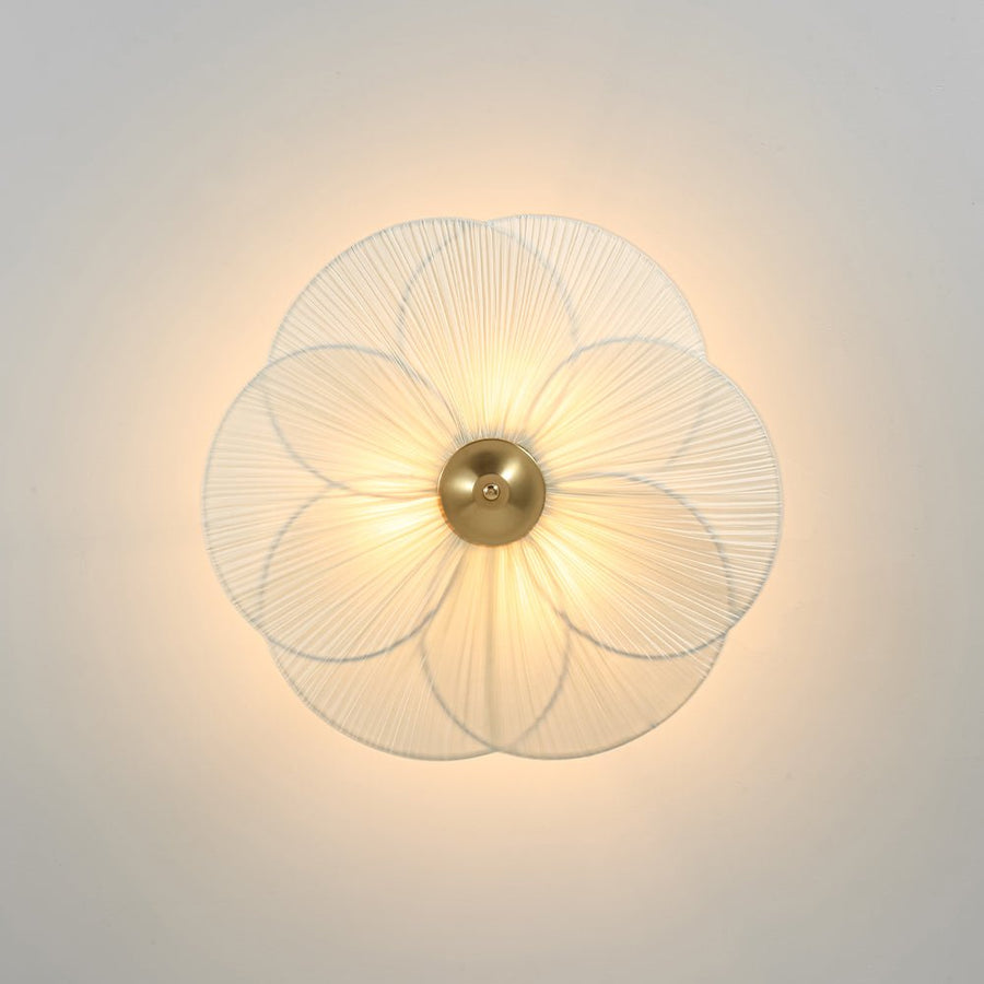 Farmhouze Light - Bohemian Round Ribbed Ivory Fabric Bloom Semi Flush Light - Ceiling Light - Ivory - 