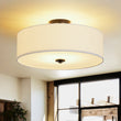 Load image into Gallery viewer, Farmhouze Light - Bohemian Tiered Fabric Drum Cage Semi Flush Mount Light - Ceiling Light - 1 - Tier/Black - 

