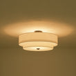 Load image into Gallery viewer, Farmhouze Light - Bohemian Tiered Fabric Drum Cage Semi Flush Mount Light - Ceiling Light - 2 - Tier/Nickel - 
