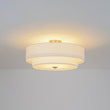 Load image into Gallery viewer, Farmhouze Light - Bohemian Tiered Fabric Drum Cage Semi Flush Mount Light - Ceiling Light - 2 - Tier/Nickel - 
