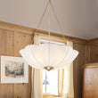Load image into Gallery viewer, Farmhouze Light - Bohemian White Fabric Round Scalloped Cage Pendant - Chandelier - Ivory - 
