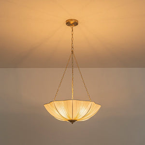 Farmhouze Light - Bohemian White Fabric Round Scalloped Cage Pendant - Chandelier - Ivory - 