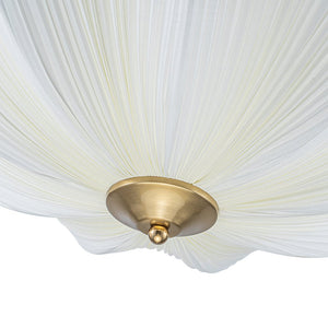 Farmhouze Light - Bohemian White Fabric Round Scalloped Cage Pendant - Chandelier - Ivory - 