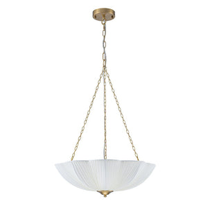 Farmhouze Light - Bohemian White Fabric Round Scalloped Cage Pendant - Chandelier - Ivory - 