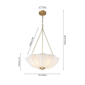 Farmhouze Light - Bohemian White Fabric Round Scalloped Cage Pendant - Chandelier - Ivory - 