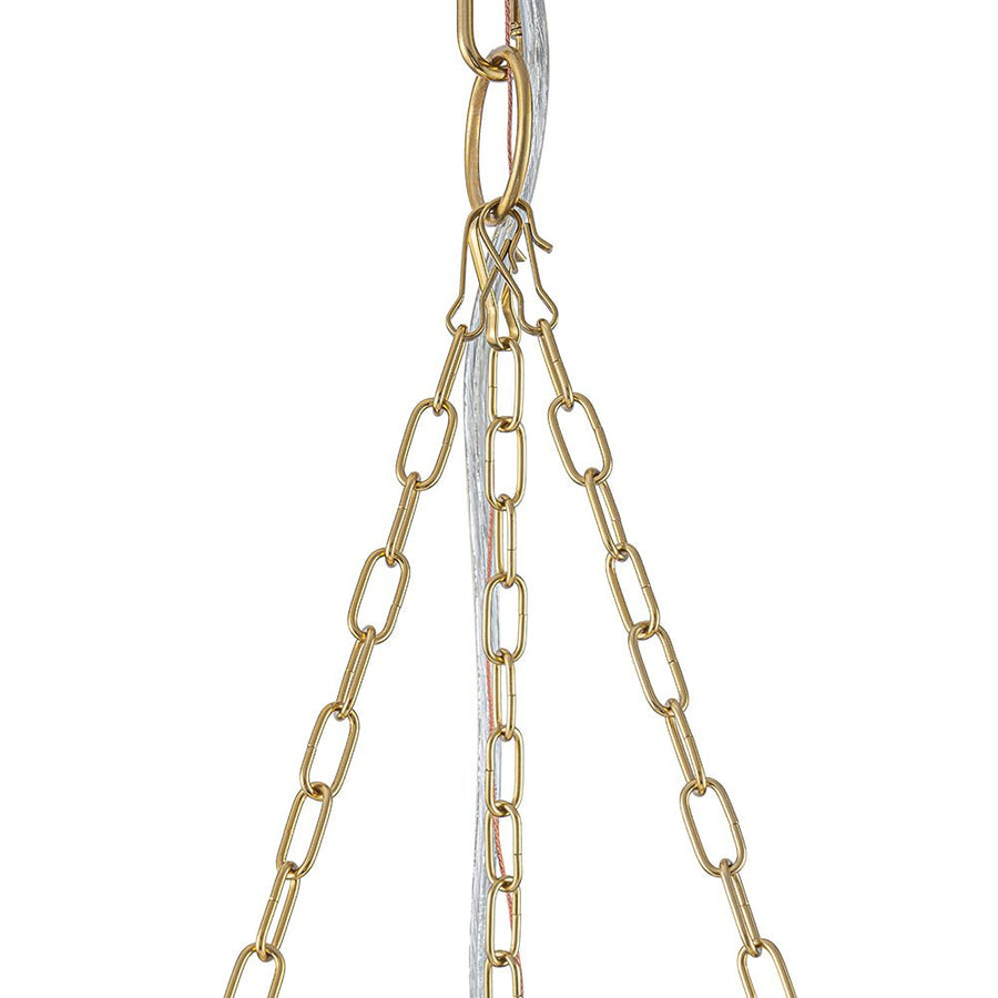 Farmhouze Light - Bohemian White Fabric Round Scalloped Cage Pendant - Chandelier - Ivory - 