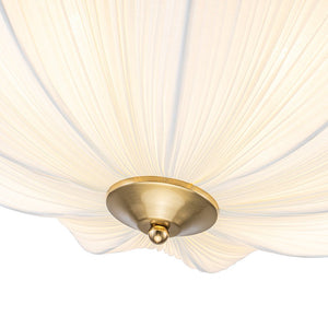 Farmhouze Light - Bohemian White Fabric Round Scalloped Cage Pendant - Chandelier - Ivory - 