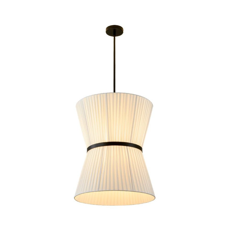 Farmhouze Light - Boho 2 - Tier Pleated White Fabric Lantern Pendant Light - Chandelier - 19.7 in - 