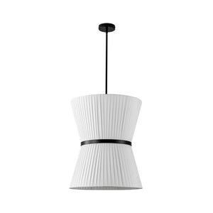 Farmhouze Light - Boho 2 - Tier Pleated White Fabric Lantern Pendant Light - Chandelier - 19.7 in - 