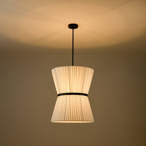 Farmhouze Light - Boho 2 - Tier Pleated White Fabric Lantern Pendant Light - Chandelier - 19.7 in - 