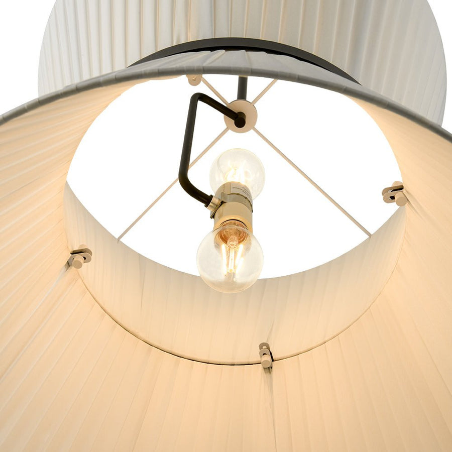 Farmhouze Light - Boho 2 - Tier Pleated White Fabric Lantern Pendant Light - Chandelier - 19.7 in - 