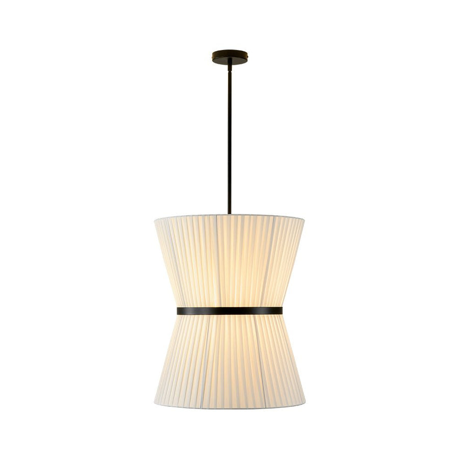 Farmhouze Light - Boho 2 - Tier Pleated White Fabric Lantern Pendant Light - Chandelier - 19.7 in - 