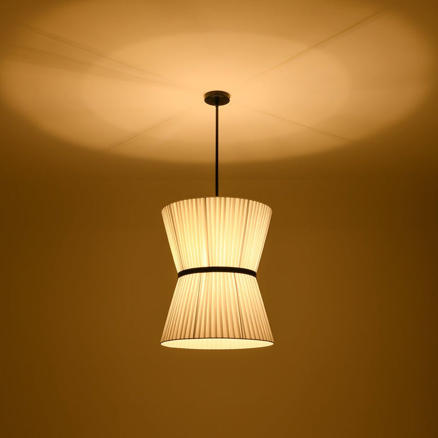 Farmhouze Light - Boho 2 - Tier Pleated White Fabric Lantern Pendant Light - Chandelier - 19.7 in - 