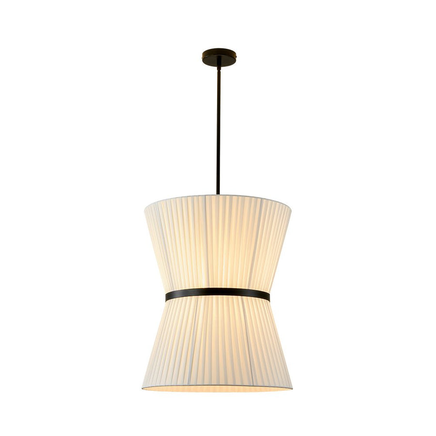 Farmhouze Light - Boho 2 - Tier Pleated White Fabric Lantern Pendant Light - Chandelier - 19.7 in - 