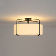 Load image into Gallery viewer, Farmhouze Light-Boho 4-Light Fabric Drum Cage Semi Flush Ambient Lighting-Ceiling Light-Black Finish-
