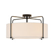 Load image into Gallery viewer, Farmhouze Light-Boho 4-Light Fabric Drum Cage Semi Flush Ambient Lighting-Ceiling Light-Black Finish-
