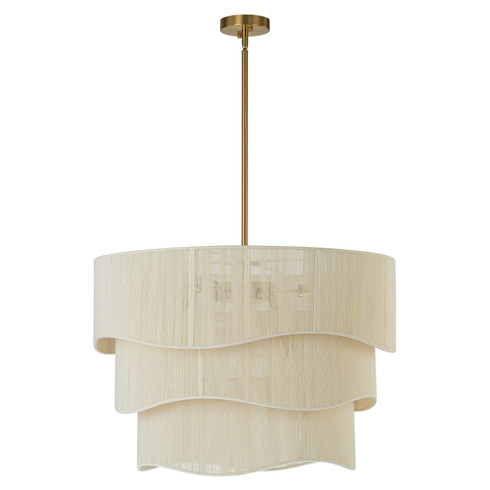Boho Bleached Rope String Tiered Drum Pendant Light | Farmhouze Light