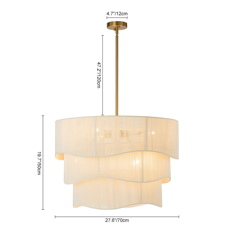 Farmhouze Light - Boho Bleached String Tiered Drum Pendant Light - Chandelier - White - 