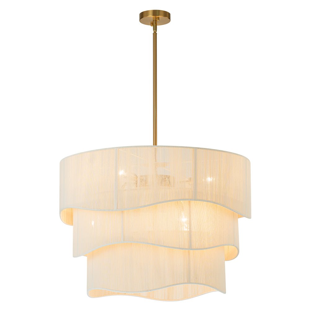 Boho Bleached Rope String Tiered Drum Pendant Light | Farmhouze Light