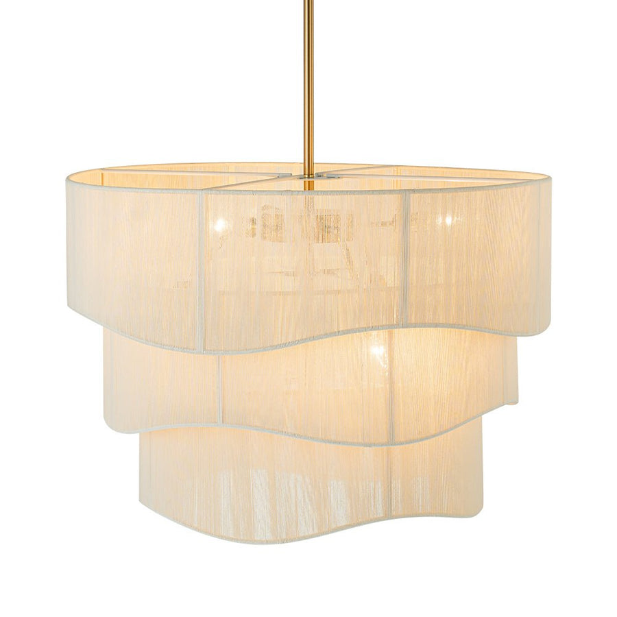 Farmhouze Light - Boho Bleached String Tiered Drum Pendant Light - Chandelier - White - 