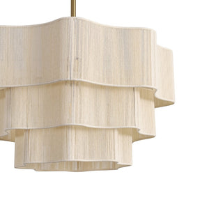 Farmhouze Light - Boho Bleached String Tiered Round Lantern Pendant Light - Chandelier - White - 