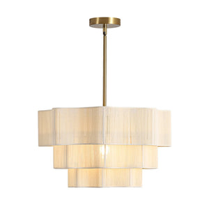 Farmhouze Light - Boho Bleached String Tiered Round Lantern Pendant Light - Chandelier - White - 