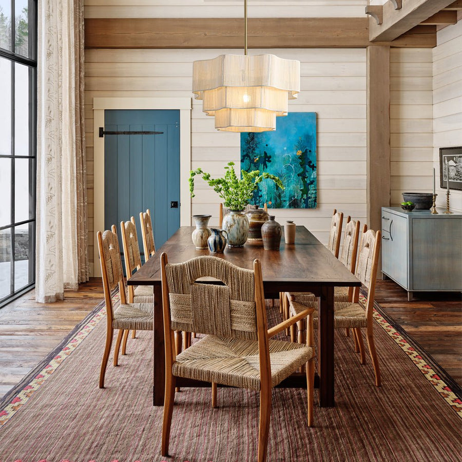 Farmhouze Light - Boho Bleached String Tiered Round Lantern Pendant Light - Chandelier - White - 