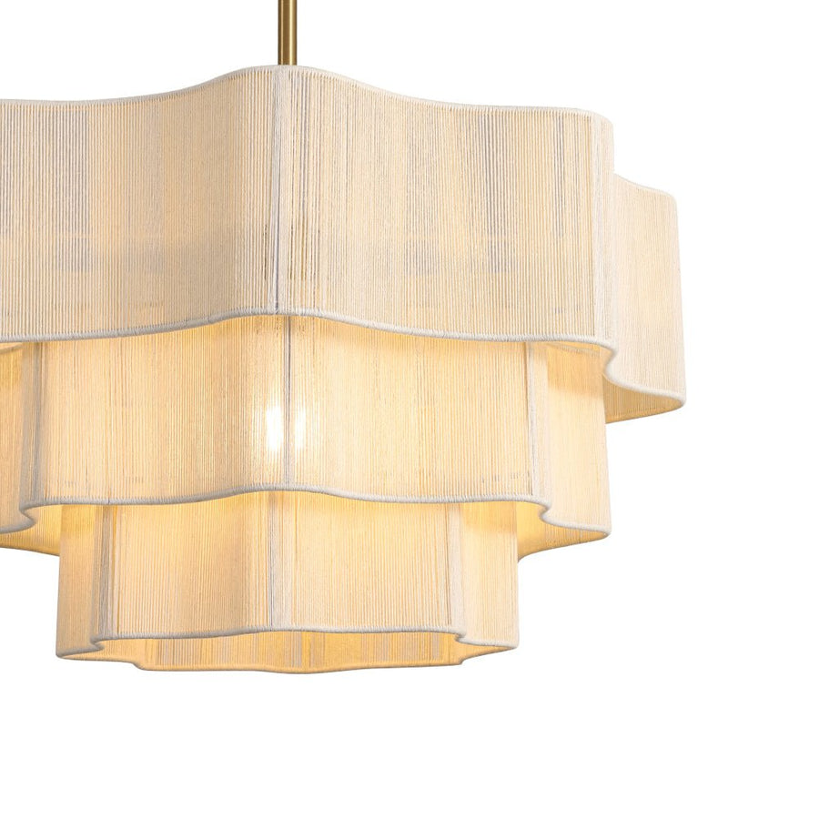 Farmhouze Light - Boho Bleached String Tiered Round Lantern Pendant Light - Chandelier - White - 