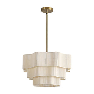 Farmhouze Light - Boho Bleached String Tiered Round Lantern Pendant Light - Chandelier - White - 