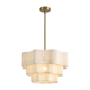 Farmhouze Light - Boho Bleached String Tiered Round Lantern Pendant Light - Chandelier - White - 