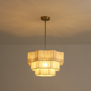 Farmhouze Light - Boho Bleached String Tiered Round Lantern Pendant Light - Chandelier - White - 