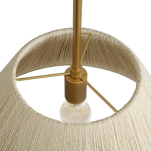 Farmhouze Light - Boho Farmhouse Woven String Drum Lantern Pendant Light - Chandelier - Brass - 