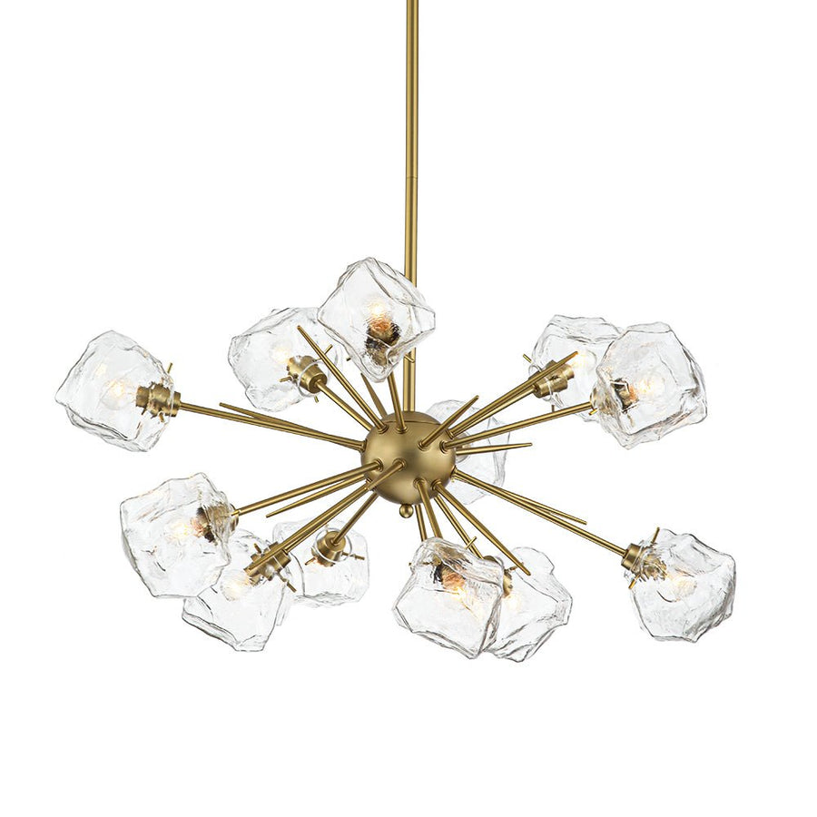 Farmhouze Light - Brass 12 - Light Ice Glass Shade Sputnik Chandelier - Chandelier - 12 - Light - Brass