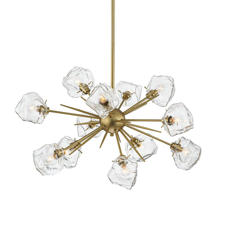 Farmhouze Light - Brass 12 - Light Ice Glass Shade Sputnik Chandelier - Chandelier - 12 - Light - Brass