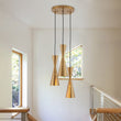 Load image into Gallery viewer, Farmhouze Light-Brass 3-Light Cluster Metal Cone Round Pendant Chandelier-Chandelier-Brass-
