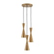 Load image into Gallery viewer, Farmhouze Light-Brass 3-Light Cluster Metal Cone Round Pendant Chandelier-Chandelier-Brass-
