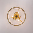Load image into Gallery viewer, Farmhouze Light-Brass 3-Light Crystal Flower Fabric Drum Lantern Semi Flush Mount-Ceiling Light-15.7 in-
