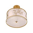 Load image into Gallery viewer, Farmhouze Light-Brass 3-Light Crystal Flower Fabric Drum Lantern Semi Flush Mount-Ceiling Light-15.7 in-

