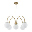Load image into Gallery viewer, Farmhouze Light - Brass 5 - Light Arched Arm Milky Glass Globe Round Chandelier - Chandelier - 30 in - 
