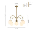 Load image into Gallery viewer, Farmhouze Light - Brass 5 - Light Arched Arm Milky Glass Globe Round Chandelier - Chandelier - 30 in - 
