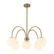 Load image into Gallery viewer, Farmhouze Light - Brass 5 - Light Arched Arm Milky Glass Globe Round Chandelier - Chandelier - 30 in - 
