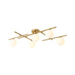 Load image into Gallery viewer, Farmhouze Light-Brass 5-Light Linear Opal Glass Globe Sputnik Semi Flush-Chandelier-Brass-
