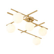 Load image into Gallery viewer, Farmhouze Light-Brass 5-Light Linear Opal Glass Globe Sputnik Semi Flush-Chandelier-Brass-
