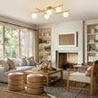 Load image into Gallery viewer, Farmhouze Light-Brass 5-Light Linear Opal Glass Globe Sputnik Semi Flush-Chandelier-Brass-

